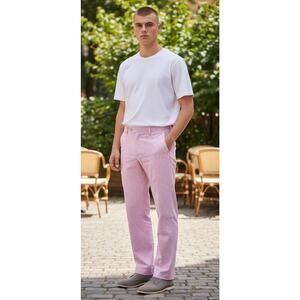 NWT Paisley & Gray Size 32X32 Pink White Seersucker Stripe Dress Pants